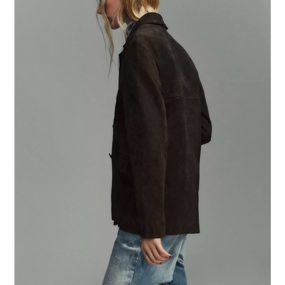 Zara Dark Brown 100% suede blazer - Picture 3 of 8